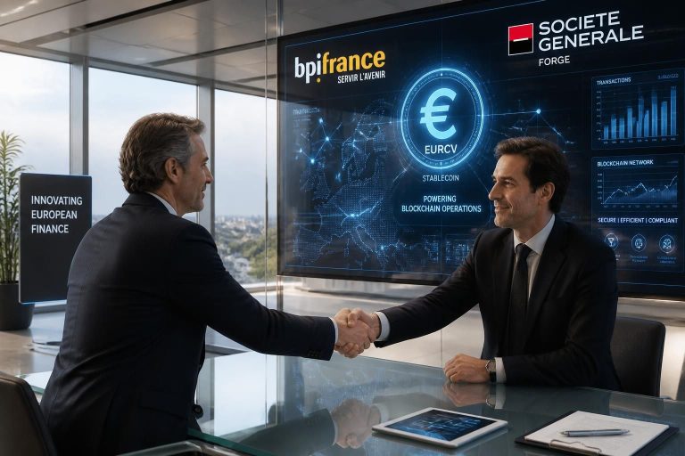 bpifrance chooses société générale-forge’s eurcv stablecoin to enhance and secure its blockchain operations, driving innovation in digital finance.