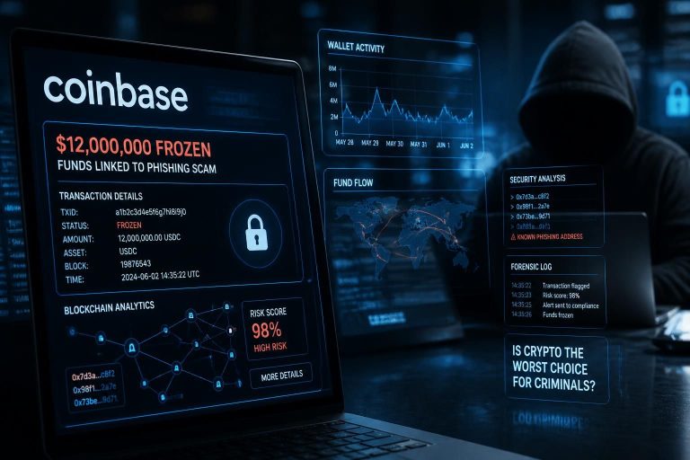 explore the latest developments as coinbase freezes $12 million linked to a phishing scam, raising questions about the role of cryptocurrency in criminal activities and its effectiveness as a tool for illicit operations.