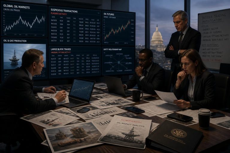 allegations of insider trading shake the u.s. government as the cftc launches an investigation into suspicious transactions in the oil market.